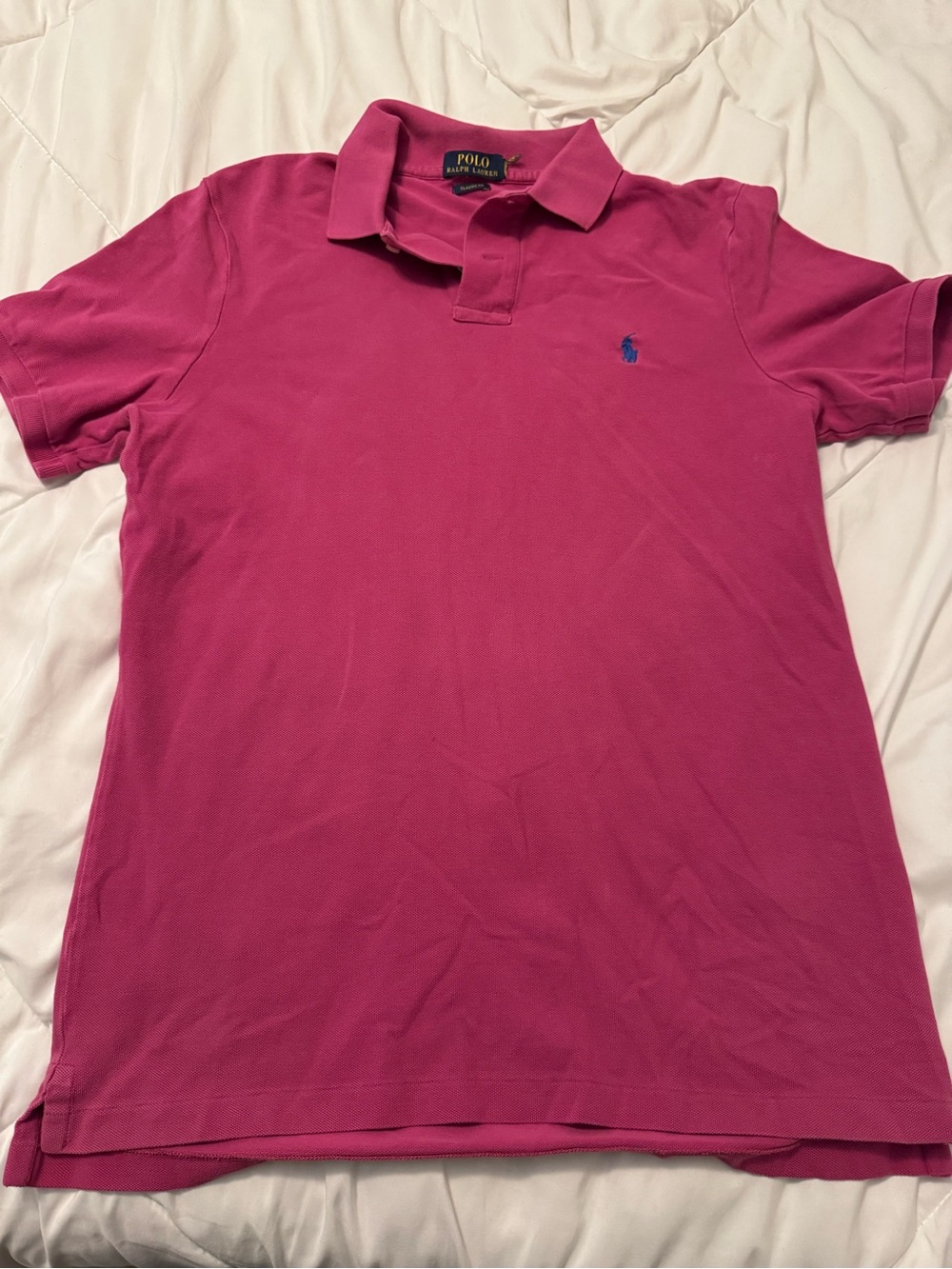 Polo by Ralph Lauren Men's Bright Fuchsia Polo Shirt with Blue Pony